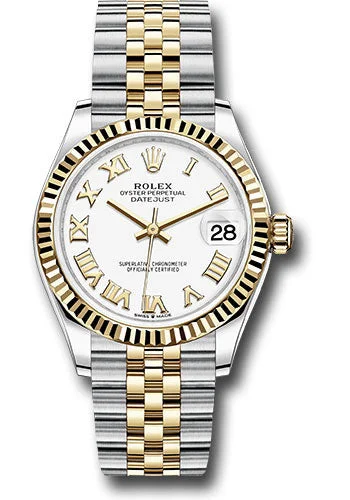 Watches with Gold Plated Cases for a Luxurious LookRolex Steel and Yellow Gold Datejust 31 Watch - Fluted Bezel - White Roman Dial - Jubilee Bracelet 278273 wrj