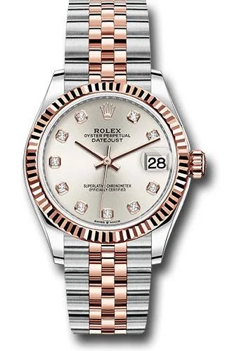 Square Dial Watches with Modern DesignRolex Steel and Everose Gold Datejust 31 Watch - Fluted Bezel - Rose Diamond Dial - Jubilee Bracelet - 278271 sdj