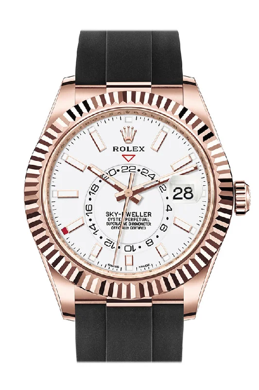 Watches with Backlight for Low-Light ConditionsRolex Sky-Dweller 42 White Dial 18K Rose Gold Men's Watch 326235