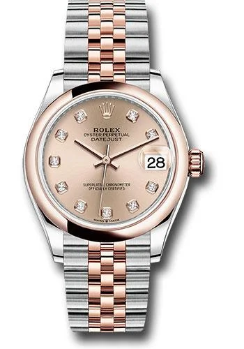 Watches with Baton-Style Hands for a Classic LookRolex Steel and Everose Gold Datejust 31 Watch - Domed Bezel - Chocolate Diamond Dial - Jubilee Bracelet - 278241 rodj