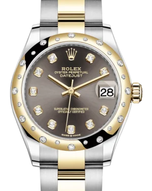 Limited Edition Watches for Exclusive CollectorsRolex Lady-Datejust 31 Yellow Gold/Steel Dark Grey Diamond Dial & Domed Set with Diamonds Bezel Oyster Bracelet 278343RBR