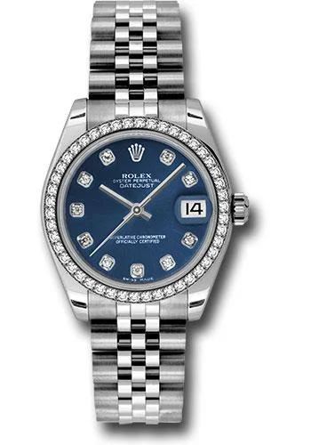 Limited Edition Watches for Exclusive CollectorsRolex Steel and White Gold Datejust 31 Watch - 46 Diamond Bezel - Blue Diamond Dial - Jubilee Bracelet - 178384 bldj