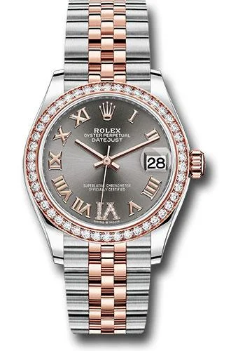 Dressy Watches for Evening EventsRolex Steel and Everose Gold Datejust 31 Watch - 46 Diamond Bezel - Dark Rhodium Diamond Roman VI Dial - Jubilee Bracelet - 278381RBR dkrhdr6j