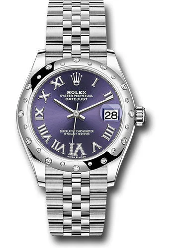 Stainless Steel Bracelet Watches for DurabilityRolex Steel and White Gold Datejust 31 Watch - Domed 24 Diamond Bezel - Aubergine Roman Diamond 6 Dial - Jubilee Bracelet 278344RBR aubdr6j