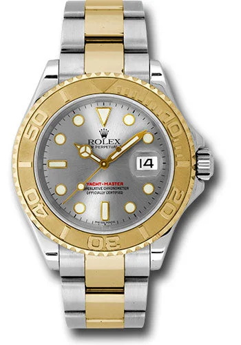 Round Dial Watches with Roman NumeralsRolex Steel and Yellow Gold Yacht-Master 40 Watch - Grey Dial - 16623 g