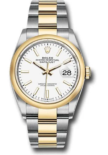 Watches with Rubber Straps for Comfort and DurabilityRolex Steel and Yellow Gold Rolesor Datejust 36 Watch - Domed Bezel - White Index Dial - Oyster Bracelet - 126203 wio