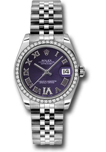 Retro-Inspired Quartz Watches for Retro LoversRolex Steel and White Gold Datejust 31 Watch - 46 Diamond Bezel - Purple Diamond Roman Vi Roman Dial - Jubilee Bracelet - 178384 pdrj