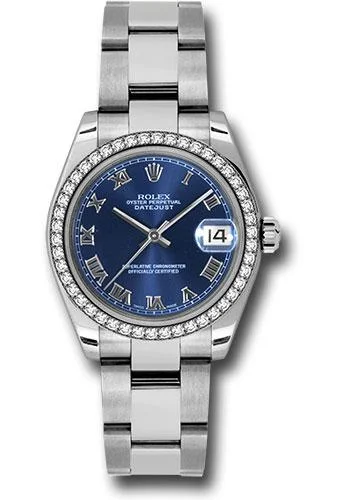 Stainless Steel Mesh Strap Watches for a Sleek LookRolex Steel and White Gold Datejust 31 Watch - 46 Diamond Bezel - Blue Roman Dial - Oyster Bracelet - 178384 blro