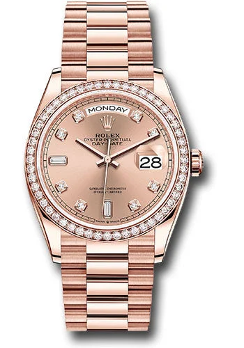 Retro-Inspired Quartz Watches for Retro LoversRolex Everose Gold Day-Date 36 Watch - Diamond Bezel - Rose Diamond Dial - President Bracelet - 128345RBR rodp