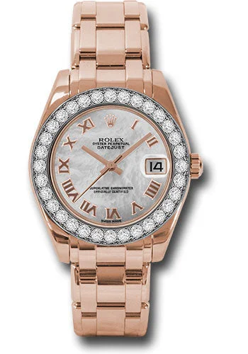 Chronograph Watches for Sports EnthusiastsRolex Everose Gold Datejust Pearlmaster 34 Watch - 32 Diamond Bezel - Mother-Of-Pearl Roman Dial - 81285 mrp