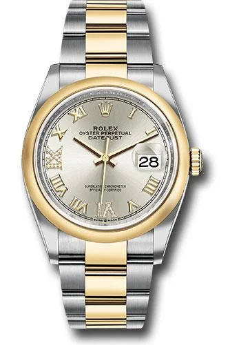 Watches with Temperature SensorRolex Steel and Yellow Gold Rolesor Datejust 36 Watch - Domed Bezel - Silver Roman Dial - Oyster Bracelet - 126203 sdr69o