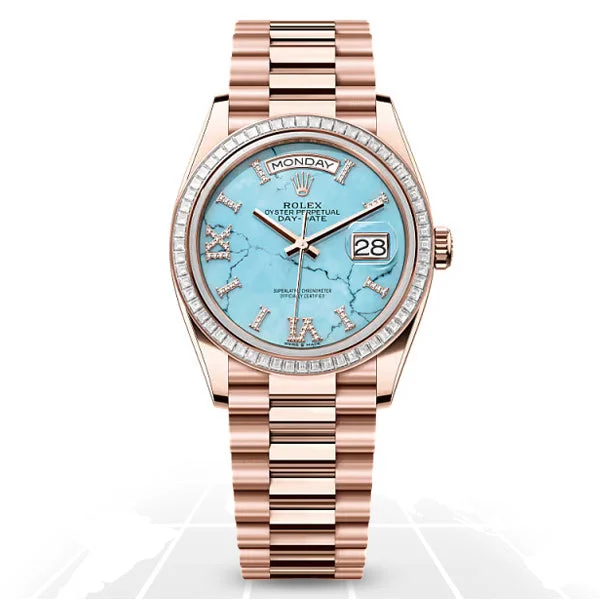 Skeleton Dial Mechanical Watches for Mechanics FansRolex	Day-Date 36 "Turquoise"	128395TBR