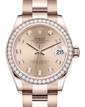 Watches with Braided Straps for a Handmade TouchRolex Lady-Datejust 31 Rose Gold Rose Diamond Dial & Diamond Bezel Oyster Bracelet 278285RBR