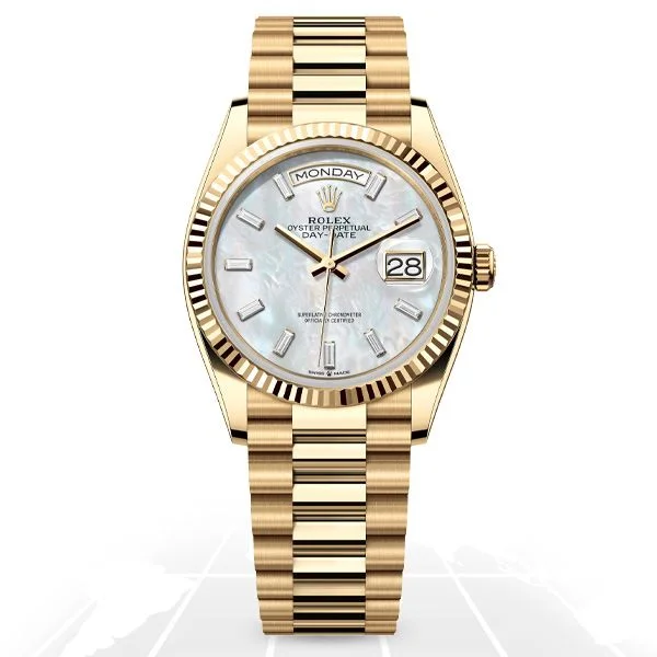 Women’s Dress Watches with Elegant StrapsRolex	Day-Date 36 "Mother Of Pearl Baguette" 128238