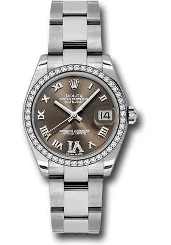 Watches with Multiple Time Zone DisplaysRolex Steel and White Gold Datejust 31 Watch - 46 Diamond Bezel - Bronze Diamond Roman Vi Roman Dial - Oyster Bracelet - 178384 brdro