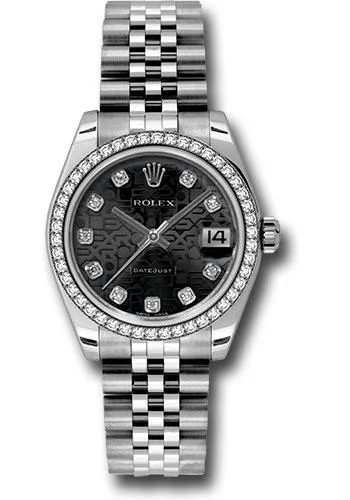 Watches with Heart Rate and Blood Pressure MonitorRolex Steel and White Gold Datejust 31 Watch - 46 Diamond Bezel - Black Jubilee Diamond Dial - Jubilee Bracelet - 178384 bkjdj