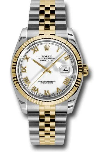 Watches with Heart Rate and Blood Pressure MonitorRolex Steel and Yellow Gold Rolesor Datejust 36 Watch - Fluted Bezel - White Roman Dial - Jubilee Bracelet - 116233 wrj