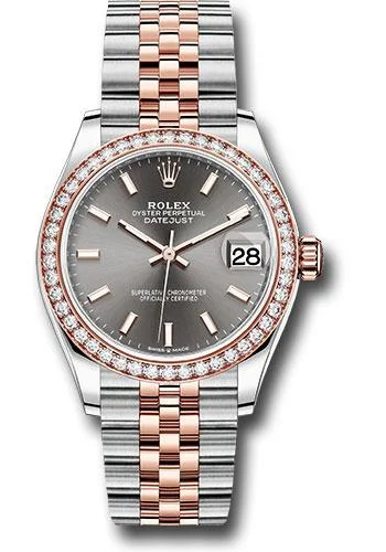 Men’s Dress Watches with Slim ProfilesRolex Steel and Everose Gold Datejust 31 Watch - 46 Diamond Bezel - Dark Rhodium Index Dial - Jubilee Bracelet - 278381RBR dkrhij