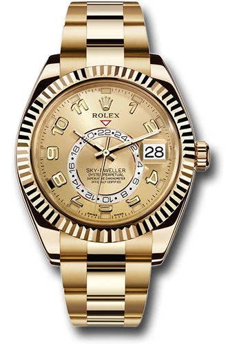 Traveler’s Watches with World Time FunctionRolex Yellow Gold Sky-Dweller Watch - Champagne Sunray Arabic Dial - Oyster Bracelet - 326938 ch