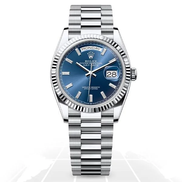 Watches with Matte Finish Cases for a Sophisticated LookRolex	Day-Date 36 "Baguette" 128236