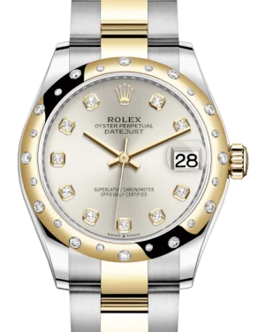 Men’s Dress Watches with Slim ProfilesRolex Lady-Datejust 31 Yellow Gold/Steel Silver Diamond Dial & Domed Set with Diamonds Bezel Oyster Bracelet 278343RBR