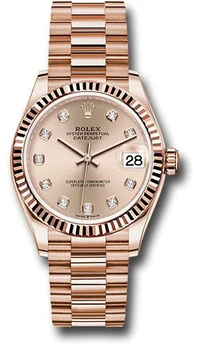 Classic Style Watches for Timeless AppealRolex Everose Gold Datejust 31 Watch - Fluted Bezel - Rose Diamond Dial - President Bracelet - 278275 rsdp