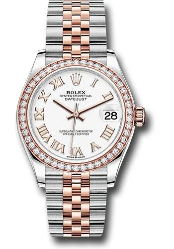 Watches with Multiple Time Zone DisplaysRolex Steel and Everose Gold Datejust 31 Watch - 46 Diamond Bezel - White Roman Dial - Jubilee Bracelet - 278381RBR wrj