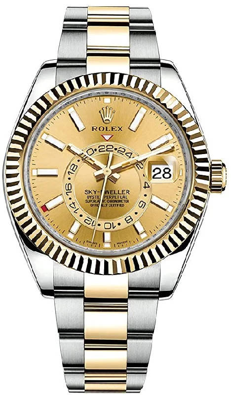 Stainless Steel Mesh Strap Watches for a Sleek LookRolex Sky-Dweller Two-Tone Stainless Steel - Yellow Gold Champagne Index Dial - Oyster Bracelet (Ref# 326933)