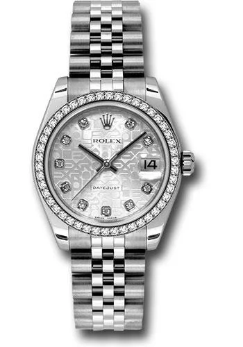 Chronograph Watches for Sports EnthusiastsRolex Steel and White Gold Datejust 31 Watch - 46 Diamond Bezel - Silver Jubilee Diamond Dial - Jubilee Bracelet - 178384 sjdj