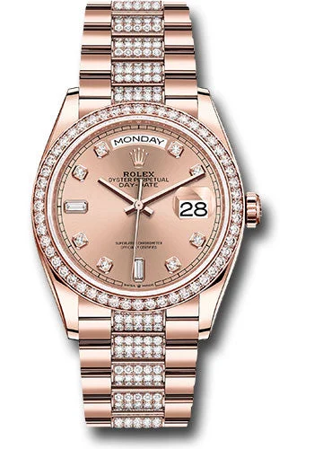 Minimalist Analog Watches for Everyday WearRolex Everose Gold Day-Date 36 Watch - Diamond Bezel - RosŽ Diamond Dial - Diamond President Bracelet - 128345rbr rsddp