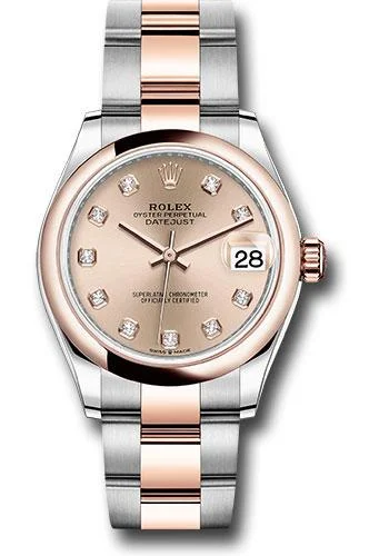 Watches with Embossed Dials for a Textured LookRolex Steel and Everose Gold Datejust 31 Watch - Domed Bezel - Chocolate Diamond Dial - Oyster Bracelet - 278241 rodo