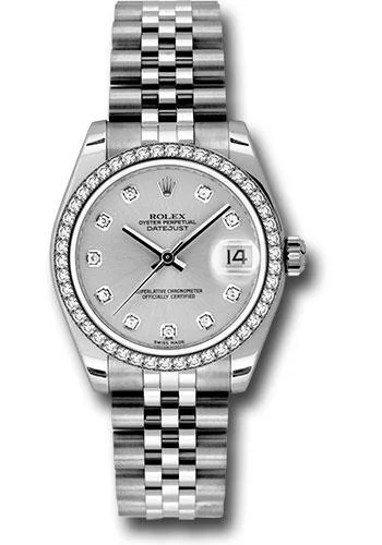 Watches with Silicone Straps for a Soft FeelRolex Steel and White Gold Datejust 31 Watch - 46 Diamond Bezel - Silver Diamond Dial - Jubilee Bracelet - 178384 sdj