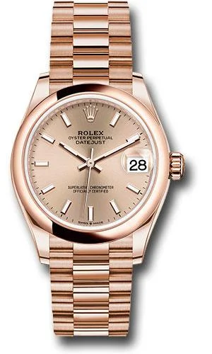 Watches with Matte Finish Cases for a Sophisticated LookRolex Everose Gold Datejust 31 Watch - Domed Bezel - Rose Index Dial - President Bracelet - 278245 rsip