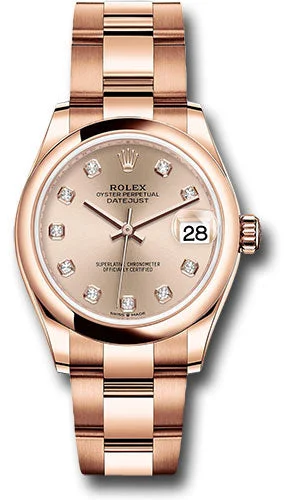 Watches with Dauphine-Style Hands for an Elegant LookRolex Everose Gold Datejust 31 Watch - Domed Bezel - RosŽ Diamond Dial - Oyster Bracelet 278245 rsdo