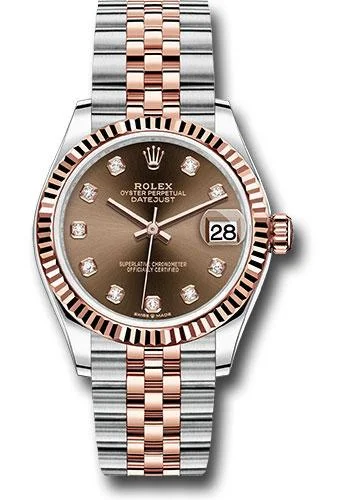 Watches with Power Reserve Indicator (for mechanical)Rolex Steel and Everose Gold Datejust 31 Watch - Fluted Bezel - White Roman Dial - Jubilee Bracelet - 278271 chodj