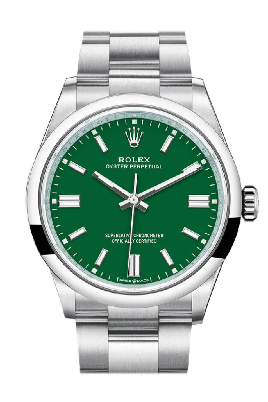 Military Style Watches with Luminescent HandsRolex Oyster Perpetual 36 Green Dial Oyster Bracelet Watch 126000