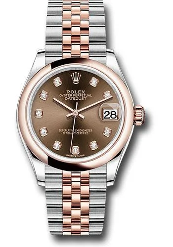 Wristwatches with Second Time Zone FeatureRolex Steel and Everose Gold Datejust 31 Watch - Domed Bezel - White Roman Dial - Jubilee Bracelet - 278241 chodj