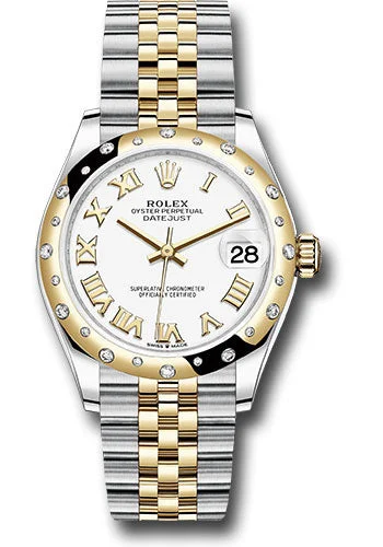 Luxury Quartz Watches with High-End MovementsRolex Steel and Yellow Gold Datejust 31 Watch - Domed Diamond Bezel - White Roman Dial - Jubilee Bracelet 278343 wrj