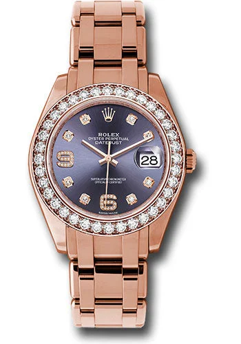 Designer Brand Watches with Unique Dial PatternsRolex Everose Gold Datejust Pearlmaster 39 Watch - 36 Diamond Bezel - Aubergine Diamond Dial - 86285 aubd