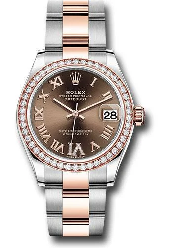 Fashionable Quartz Watches for Women with Leather StrapsRolex Steel and Everose Gold Datejust 31 Watch - 46 Diamond Bezel - Chocolate Diamond Roman VI Dial - Oyster Bracelet - 278381RBR chodr6o