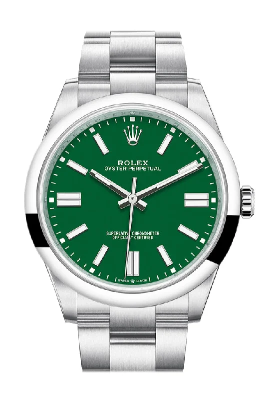 Diamond-Encrusted Luxury Watches for Special OccasionsRolex Oyster Perpetual 41 Green Dial Oyster Bracelet Watch 124300