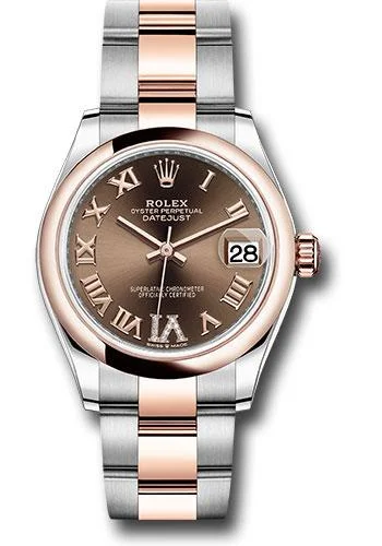 Digital Watches with Timer FunctionRolex Steel and Everose Gold Datejust 31 Watch - Domed Bezel - Dark Rhodium Diamond Roman VI Dial - Oyster Bracelet - 278241 chodr6o