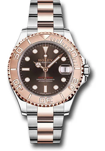 Leather Cuff Watches for a Bohemian LookRolex Steel and Everose Gold Rolesor Yacht-Master 37 Watch - Chocolate Dial - 268621