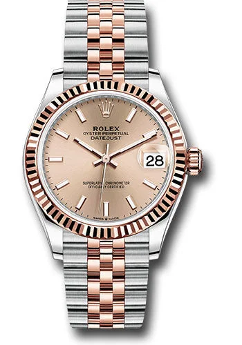 Vintage Style Mechanical Watches for CollectorsRolex Steel and Everose Gold Datejust 31 Watch - Fluted Bezel - RosŽ Roman Dial - Jubilee Bracelet 278271 roij