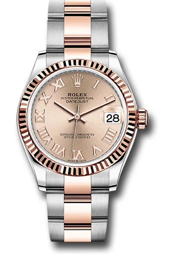 Watches with Heart Rate and Blood Pressure MonitorRolex Steel and Everose Gold Datejust 31 Watch - Fluted Bezel - Dark Rhodium Index Dial - Oyster Bracelet 278271 roro