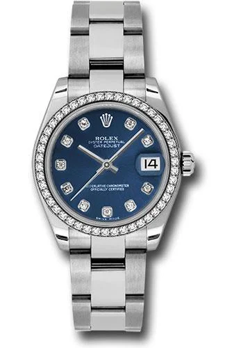 Stainless Steel Bracelet Watches for DurabilityRolex Steel and White Gold Datejust 31 Watch - 46 Diamond Bezel - Blue Diamond Dial - Oyster Bracelet - 178384 bldo