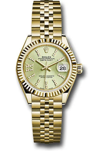 Skeleton Dial Mechanical Watches for Mechanics FansRolex Yellow Gold Lady-Datejust 28 Watch - Fluted Bezel - Linden Green Strip Diamond Index Dial - Jubilee Bracelet - 279178 lings36dix8dj