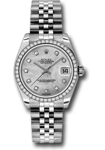 Traveler’s Watches with World Time FunctionRolex Steel and White Gold Datejust 31 Watch - 46 Diamond Bezel - Mother-Of-Pearl Diamond Dial - Jubilee Bracelet - 178384 mdj