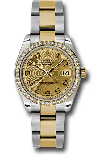 Retro-Inspired Quartz Watches for Retro LoversRolex Steel and Yellow Gold Datejust 31 Watch - 46 Diamond Bezel - Champagne Concentric Circle Arabic Dial - Oyster Bracelet 178383 chcao