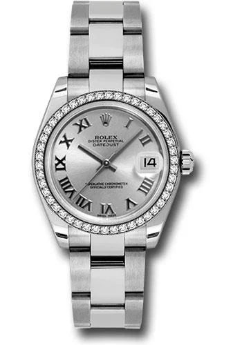 Watches with Heart Rate and Blood Pressure MonitorRolex Steel and White Gold Datejust 31 Watch - 46 Diamond Bezel - Silver Roman Dial - Oyster Bracelet - 178384 sro